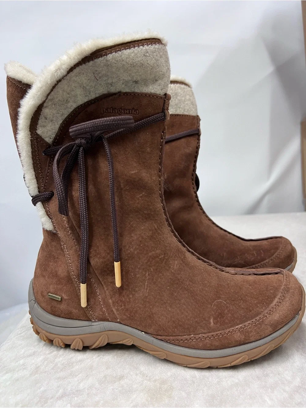 Patagonia Winter Boots Brown Suede 7.5 Primaloft Polartec